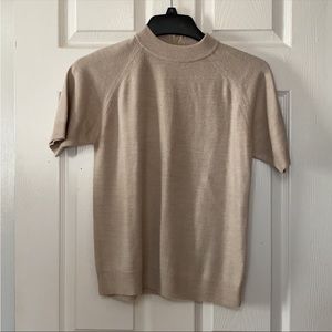 VTG Designers Originals Tan Mock Neck Back Zipper Sweater Top